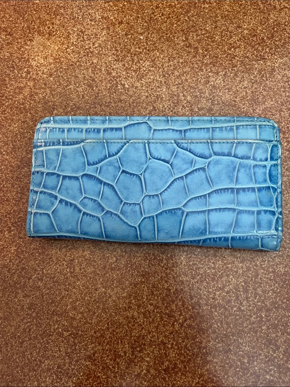 Brighton Blue Croc-Embossed Zip Wallet - Women